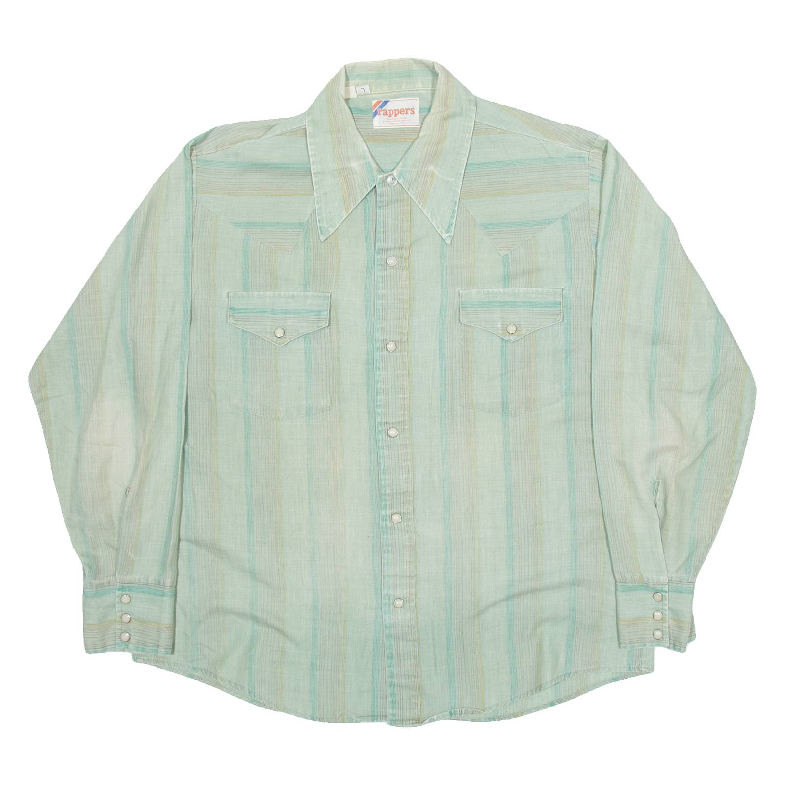 WRAPPERS Womens Shirt Green Striped Long Sleeve L