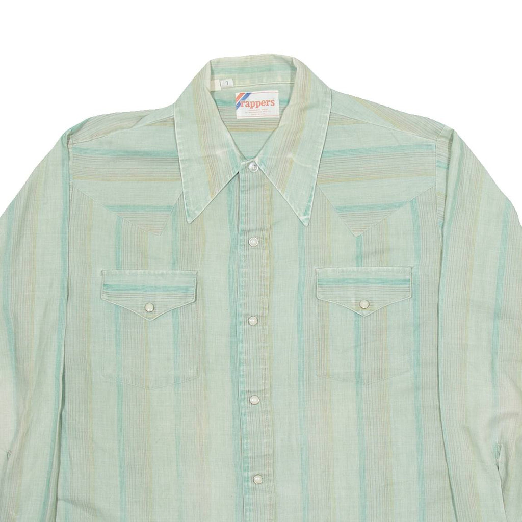 WRAPPERS Womens Shirt Green Striped Long Sleeve L