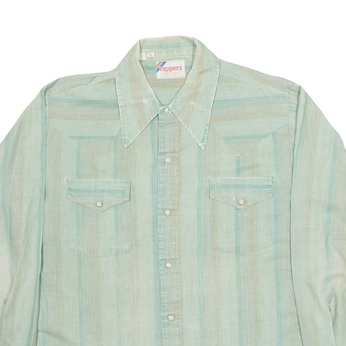 WRAPPERS Womens Shirt Green Striped Long Sleeve L