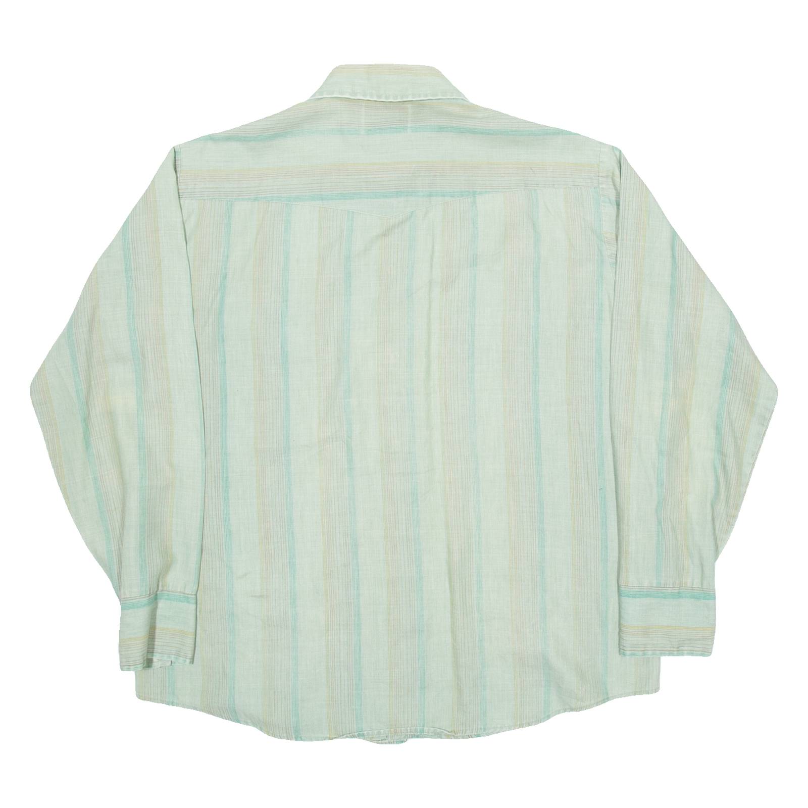 WRAPPERS Womens Shirt Green Striped Long Sleeve L
