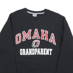 RUSSELL ATHLETIC Mens Black Omaha Grandparent Crew Neck S Cotton Sweatshirt