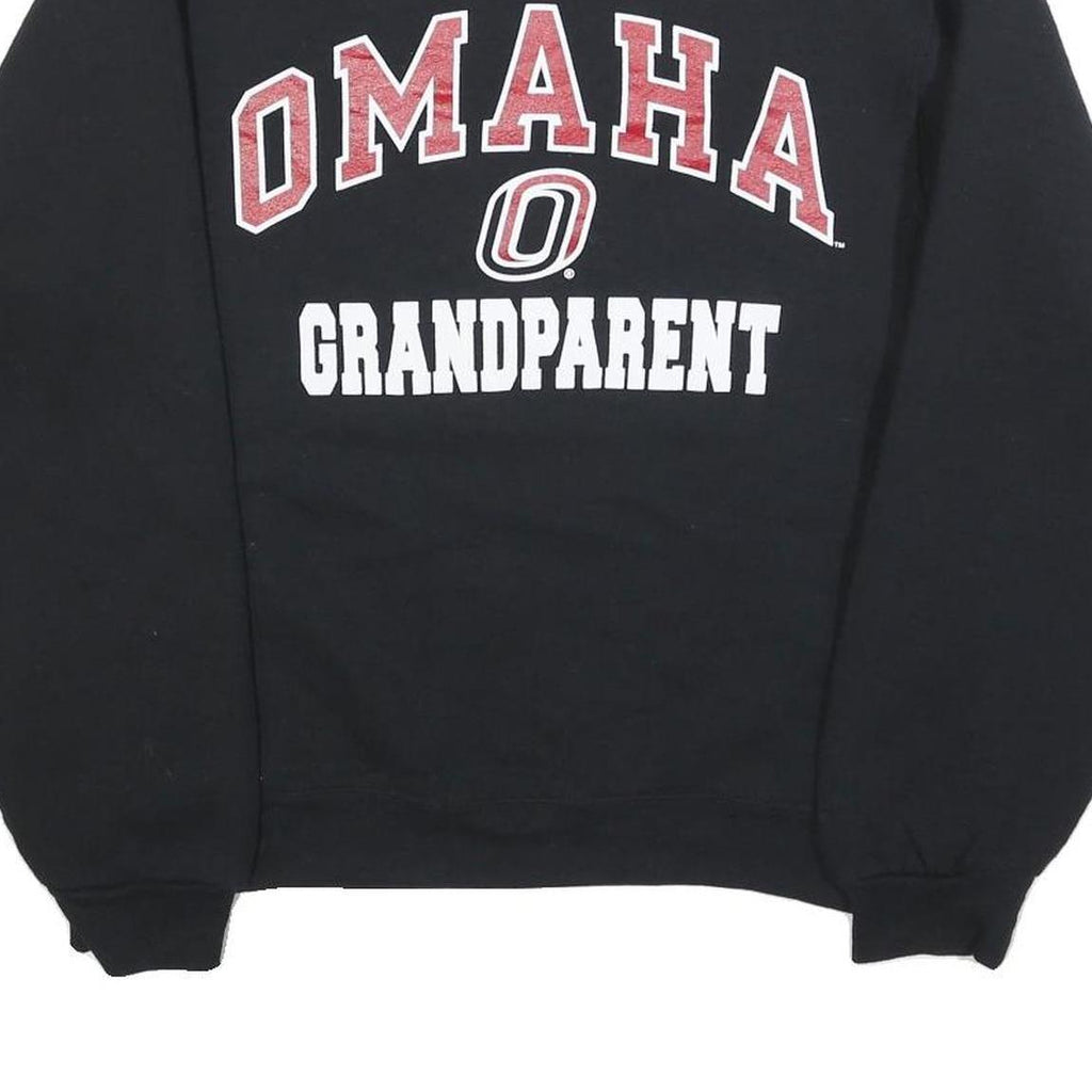 RUSSELL ATHLETIC Mens Black Omaha Grandparent Crew Neck S Cotton Sweatshirt