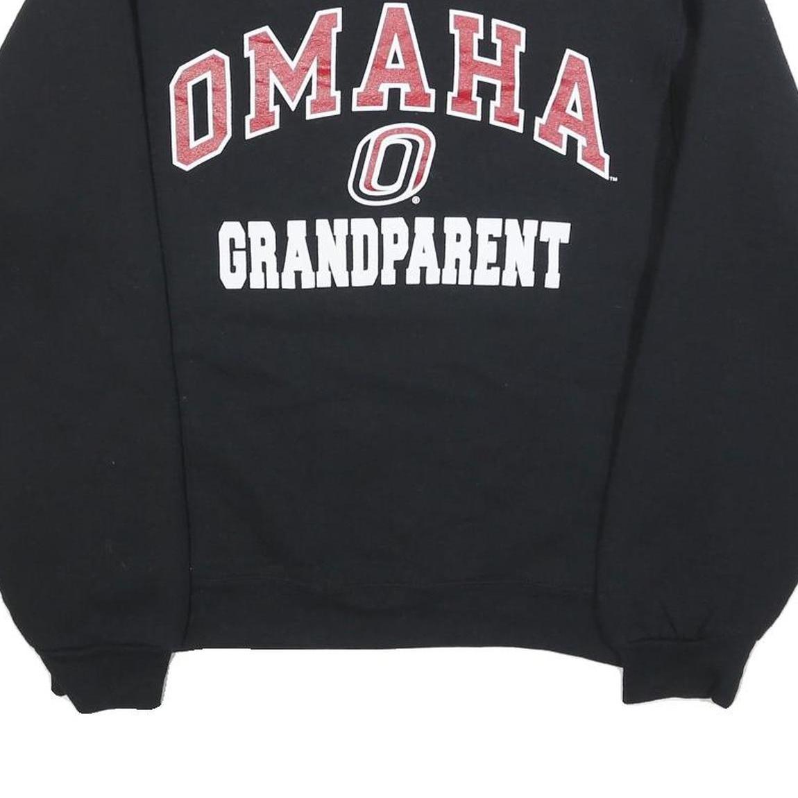 RUSSELL ATHLETIC Mens Black Omaha Grandparent Crew Neck S Cotton Sweatshirt