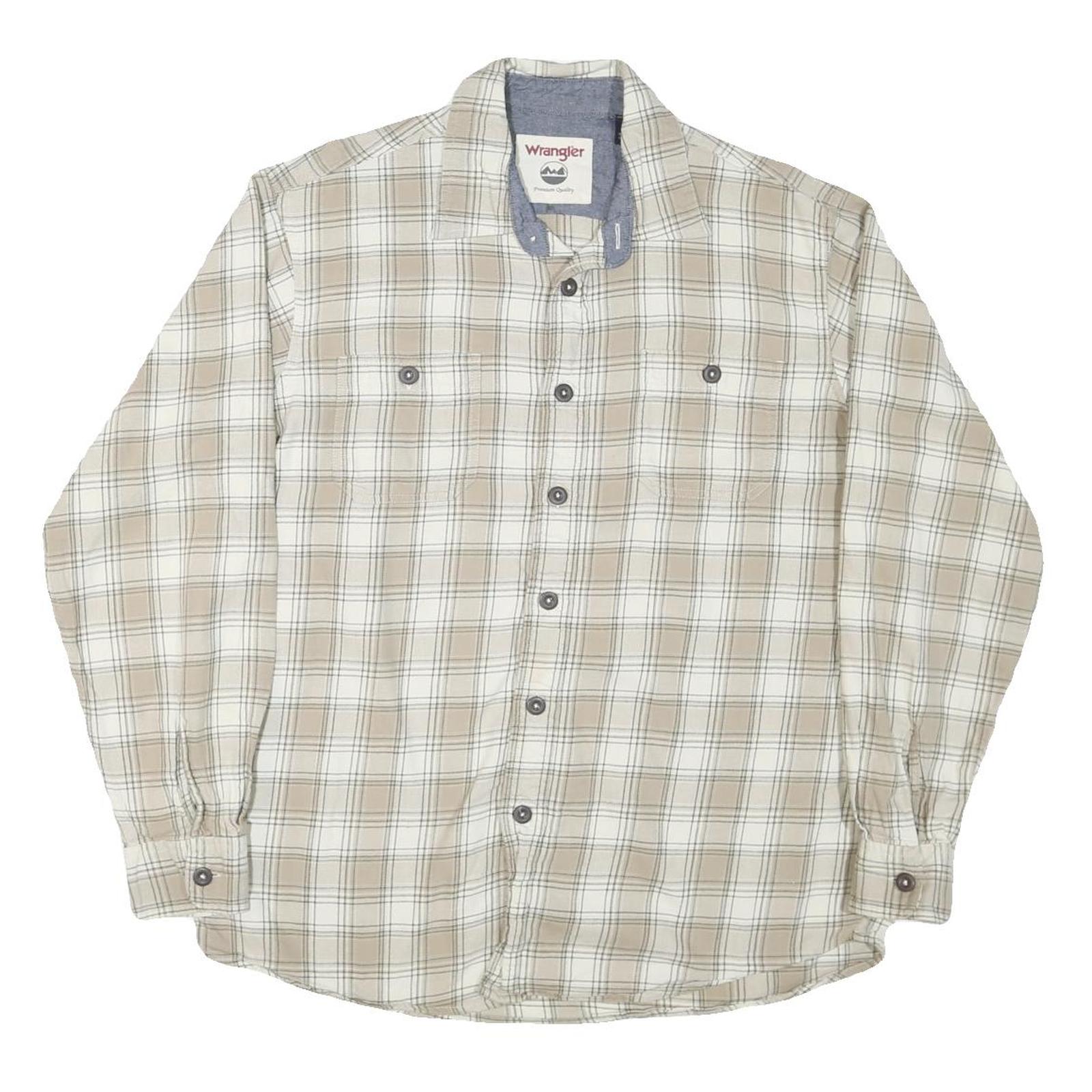 WRANGLER Mens Beige & Cream Checked Shirt L Long Sleeve Casual Classic
