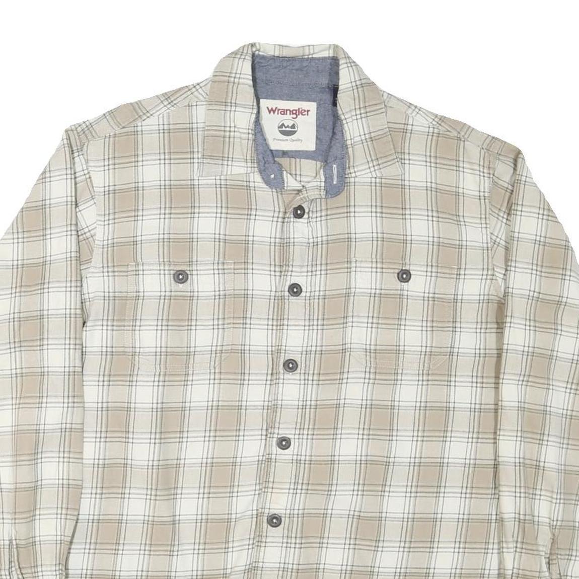 WRANGLER Mens Beige & Cream Checked Shirt L Long Sleeve Casual Classic