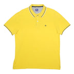 CHAMPION Mens Yellow Short Sleeve Plain L Cotton Blend Polo Shirt