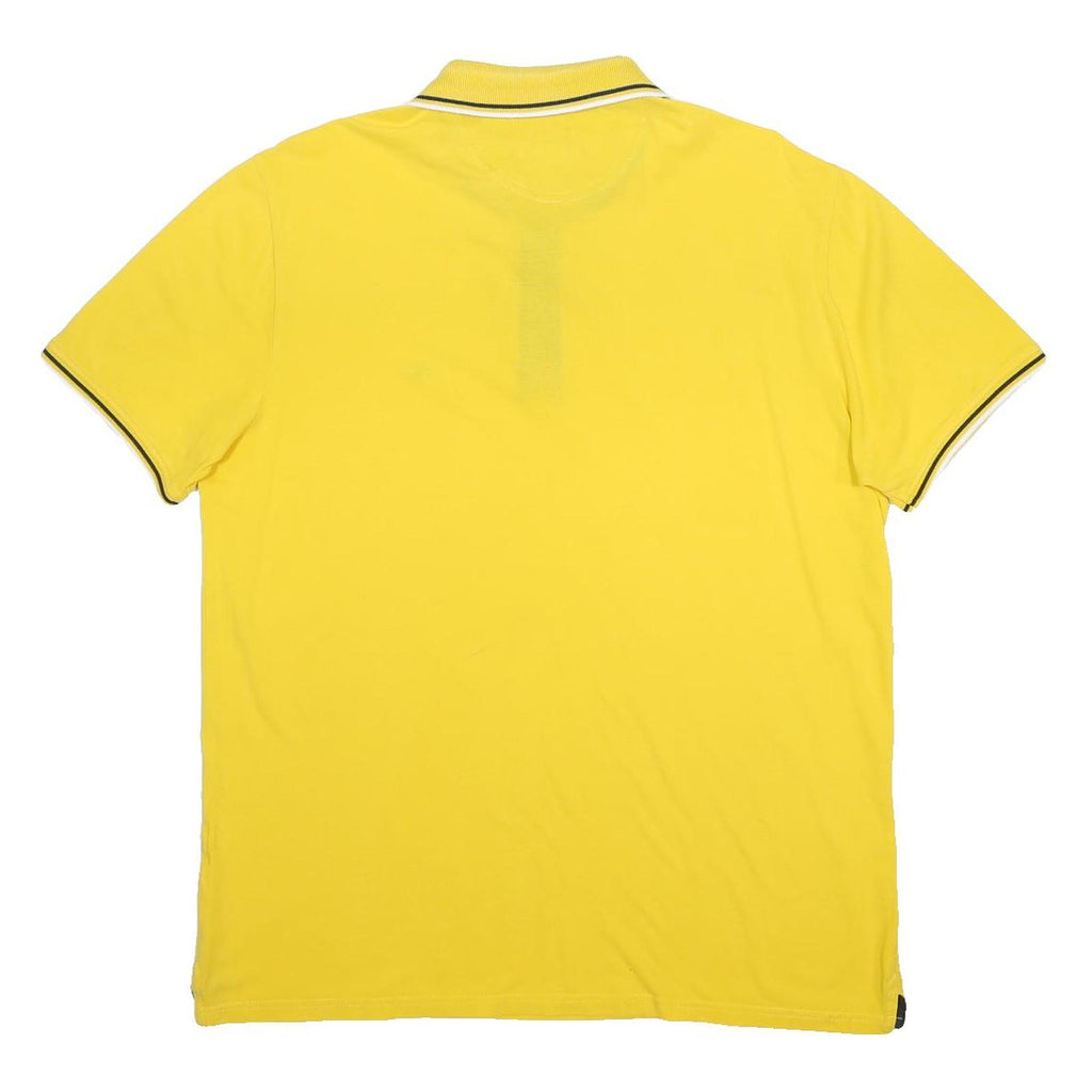 CHAMPION Mens Yellow Short Sleeve Plain L Cotton Blend Polo Shirt