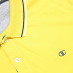 CHAMPION Mens Yellow Short Sleeve Plain L Cotton Blend Polo Shirt