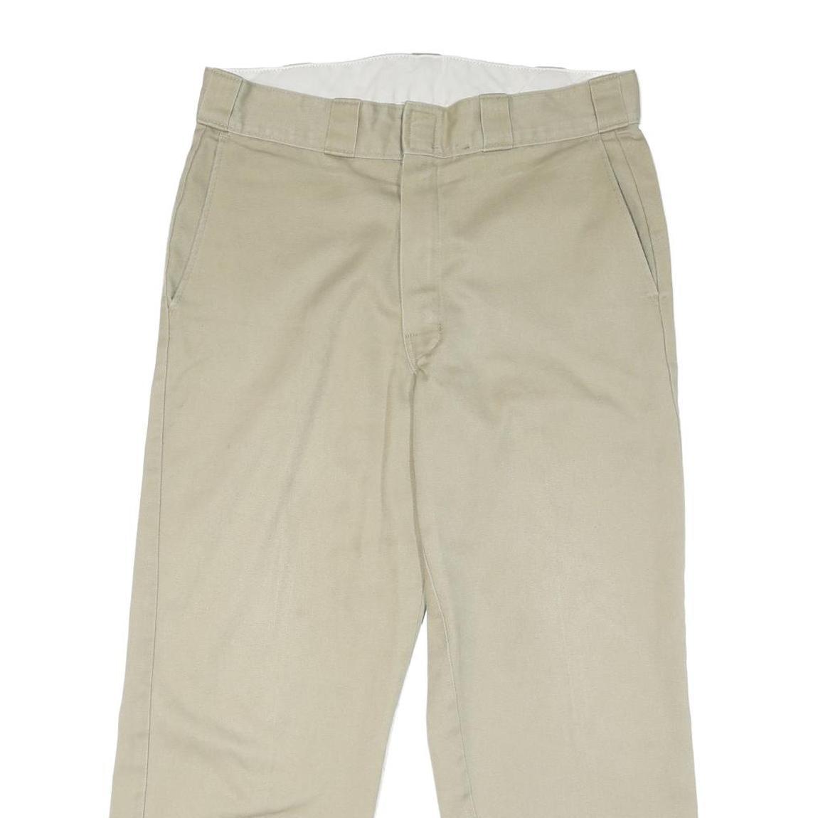 DICKIES Mens Cotton Blend Beige Regular Fit Straight Leg Trousers W32 L25
