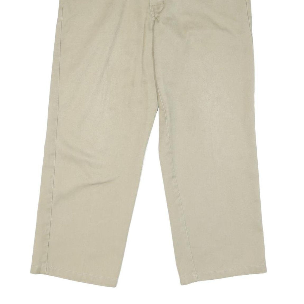 DICKIES Mens Cotton Blend Beige Regular Fit Straight Leg Trousers W32 L25