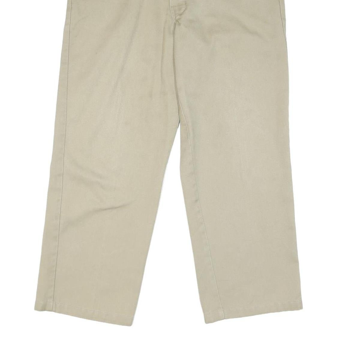 DICKIES Mens Cotton Blend Beige Regular Fit Straight Leg Trousers W32 L25
