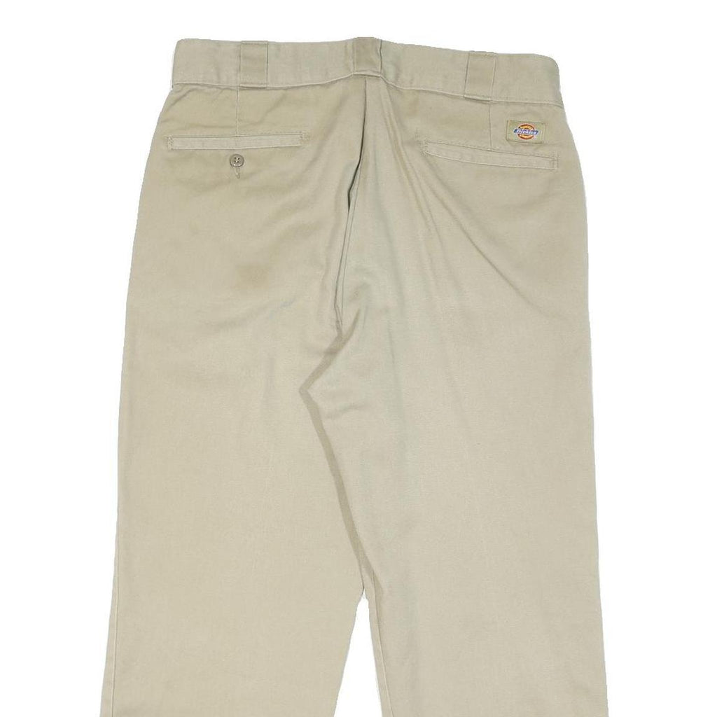 DICKIES Mens Cotton Blend Beige Regular Fit Straight Leg Trousers W32 L25