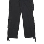 Womens Black Relaxed Cargo Trousers W24 L28 Viscose Blend Zip Pocketed
