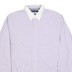 TOMMY HILFIGER Mens Blue & White Shirt M Button-Down Collar Cotton Blend Smart