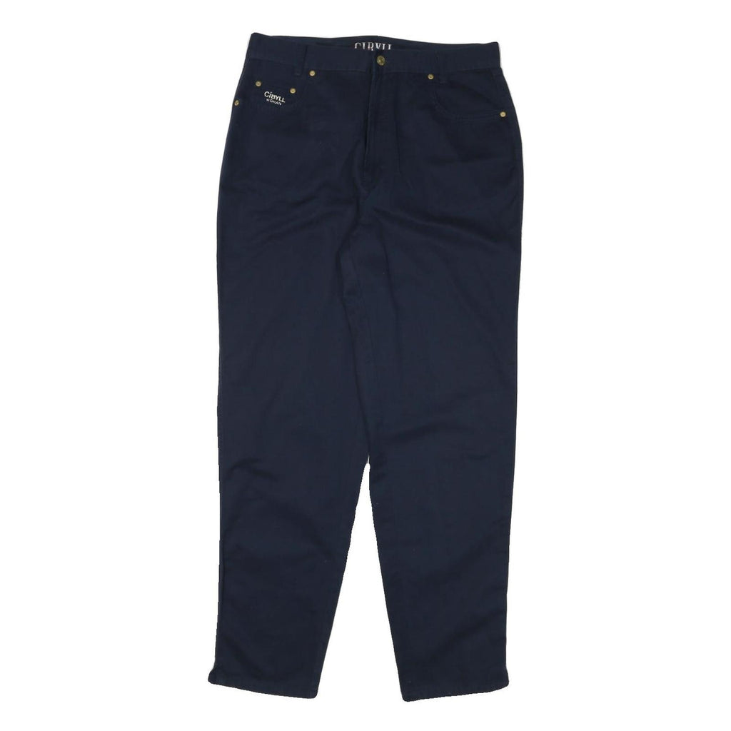 CYBILL Womens Cotton Blend Navy Slim Tapered Trousers W32 L30 Casual Wear