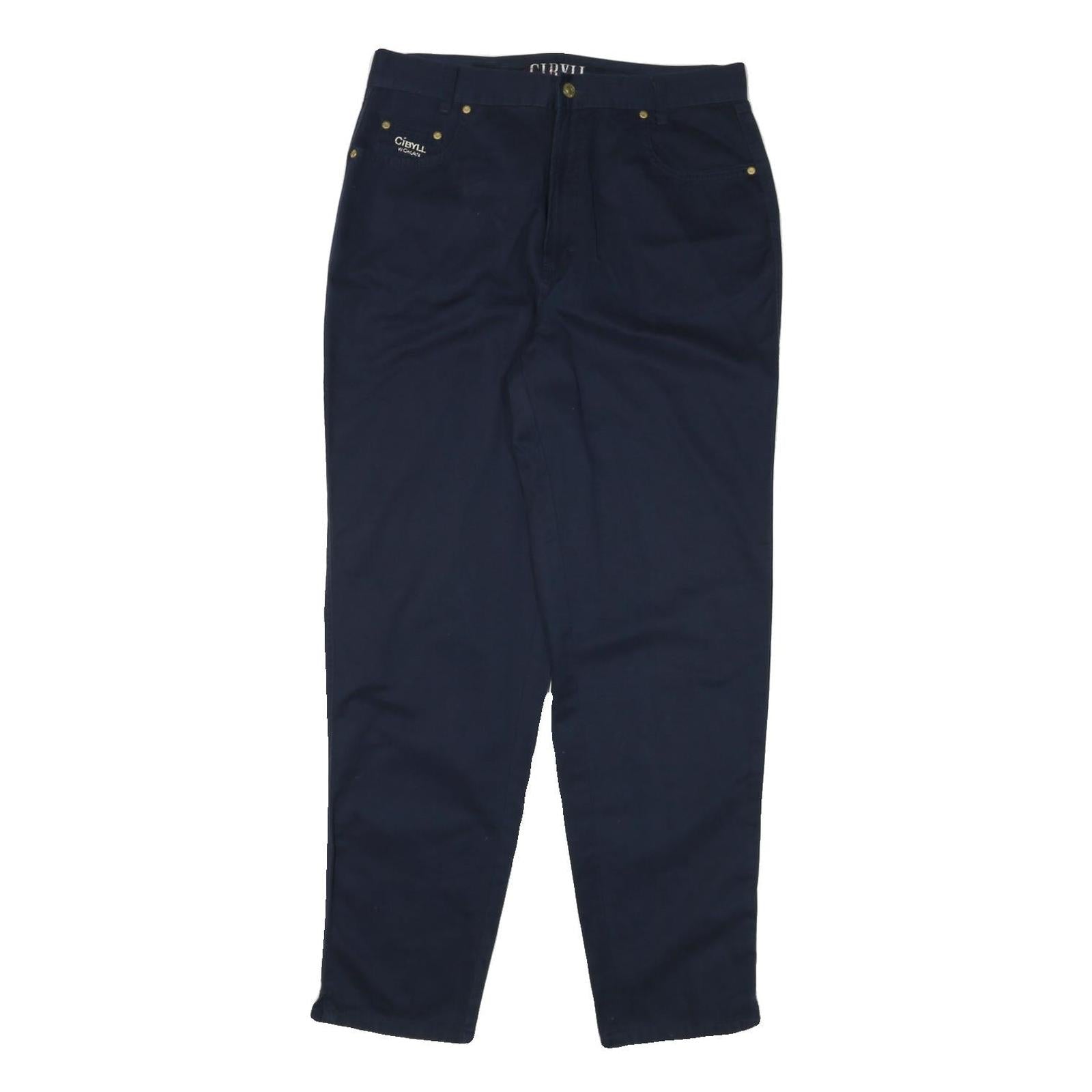 CYBILL Womens Cotton Blend Navy Slim Tapered Trousers W32 L30 Casual Wear