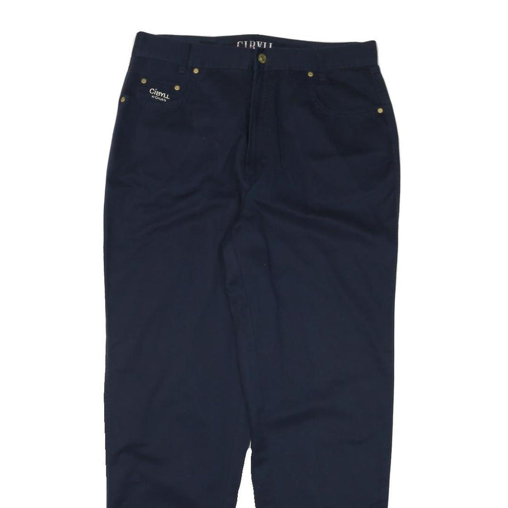 CYBILL Womens Cotton Blend Navy Slim Tapered Trousers W32 L30 Casual Wear