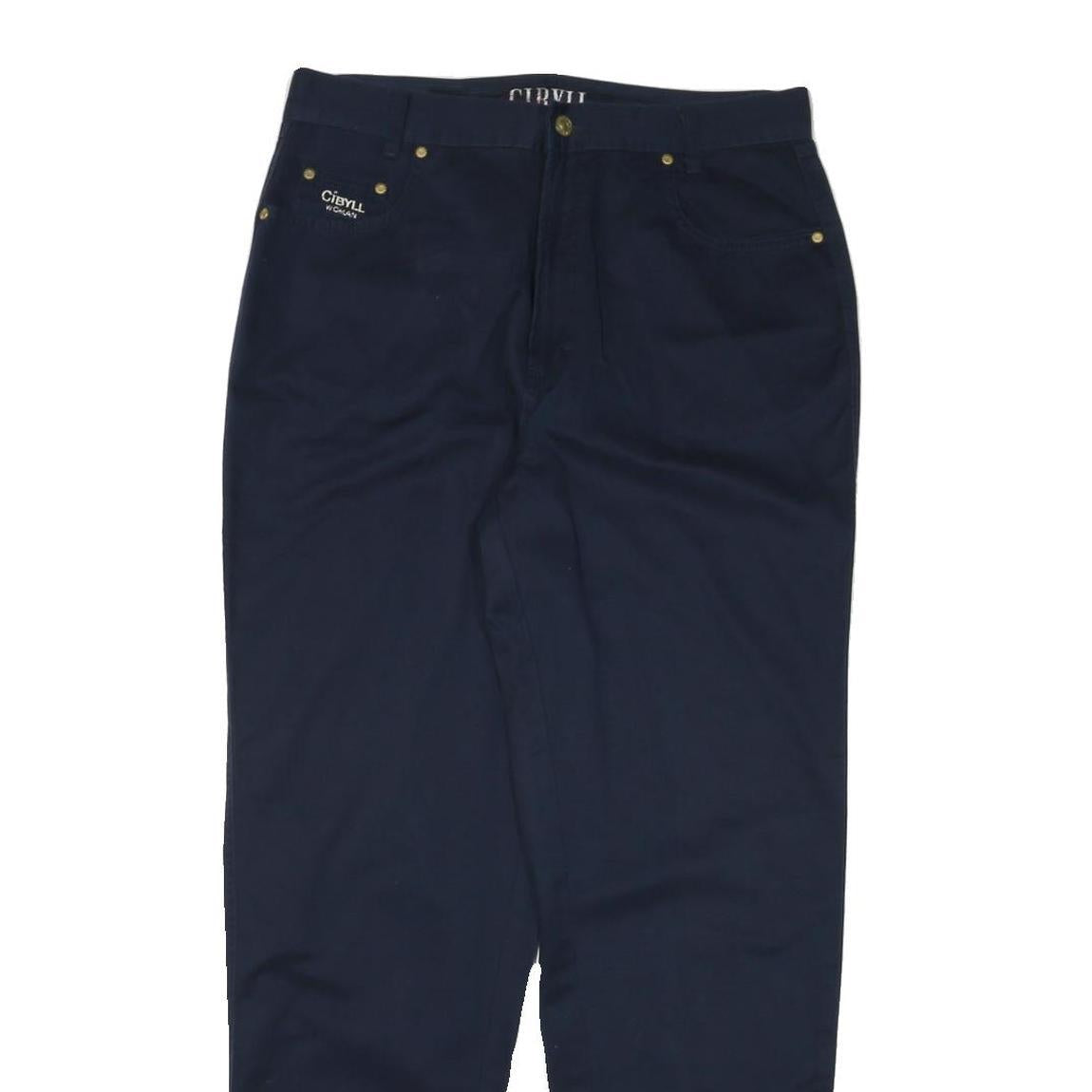 CYBILL Womens Cotton Blend Navy Slim Tapered Trousers W32 L30 Casual Wear