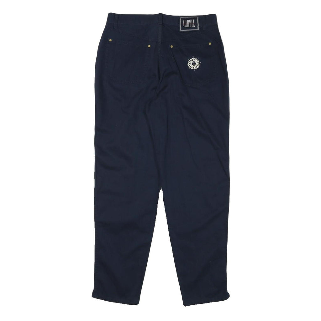 CYBILL Womens Cotton Blend Navy Slim Tapered Trousers W32 L30 Casual Wear