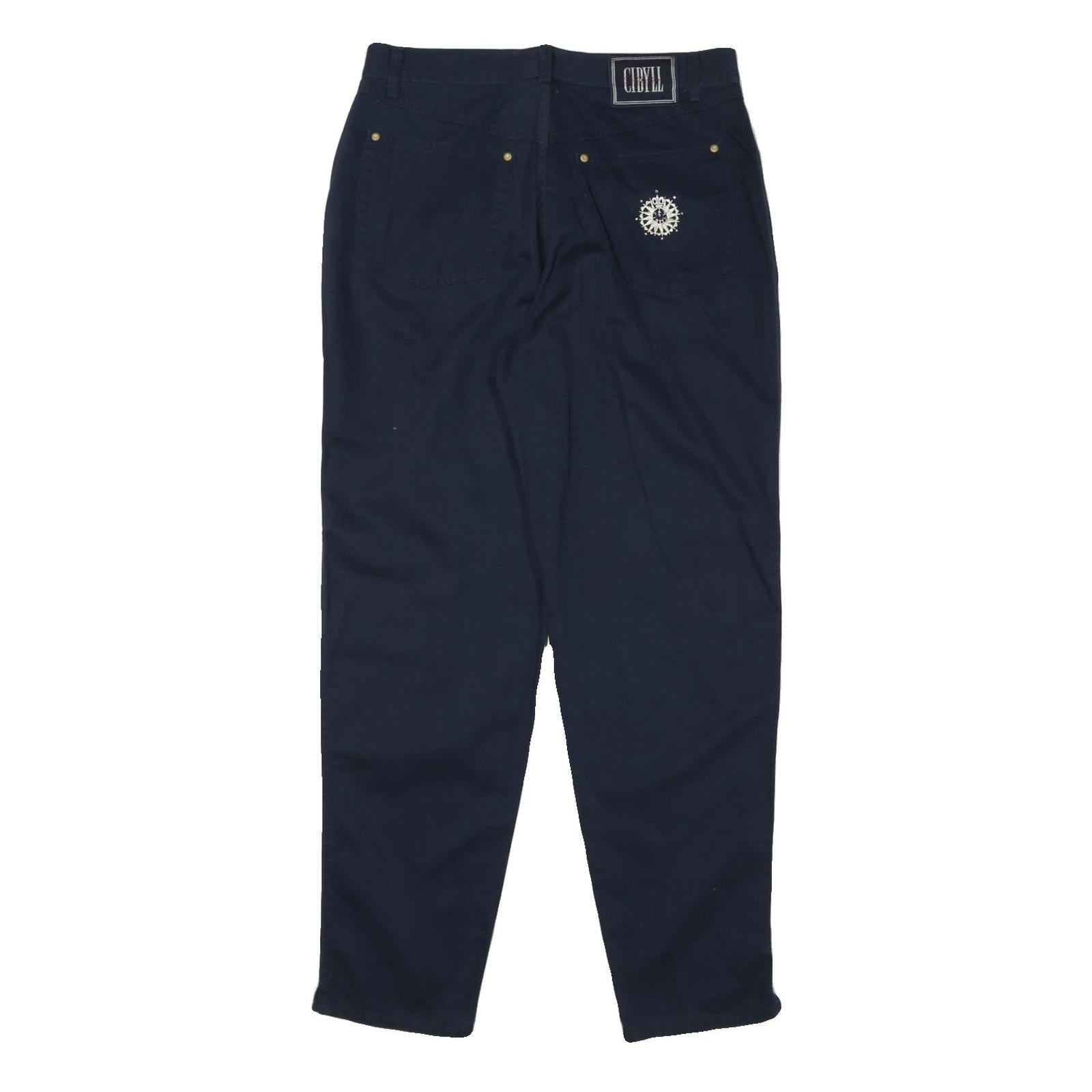 CYBILL Womens Cotton Blend Navy Slim Tapered Trousers W32 L30 Casual Wear
