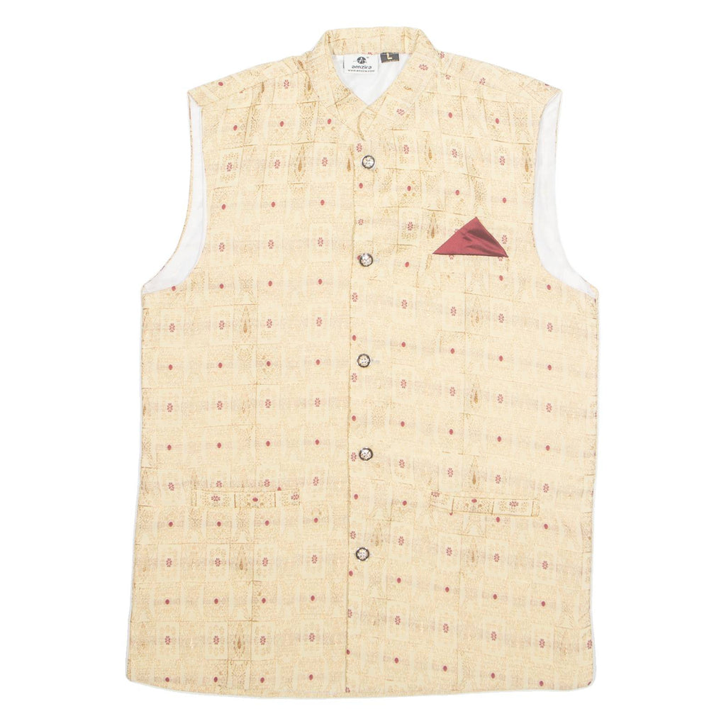 AMZIRA Womens Printed Shirt Gold High Neck Sleeveless Spotted L