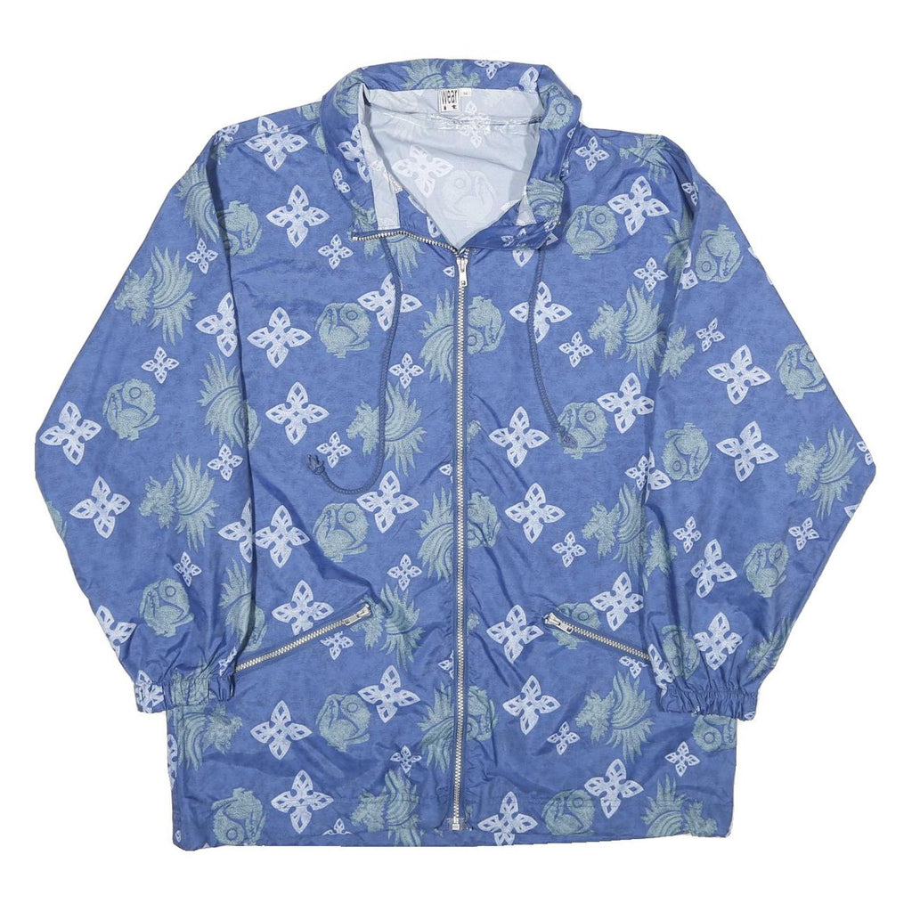 WEAR IT Mens Blue Print Zip Jacket M Nylon Casual Outdoor Patterned