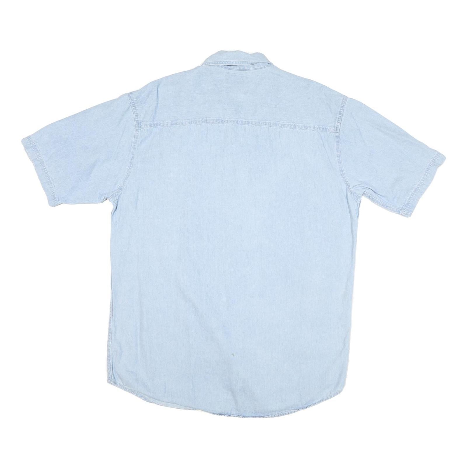 WRANGLER Mens Blue Denim Short Sleeve Shirt M Casual Button Down Summer