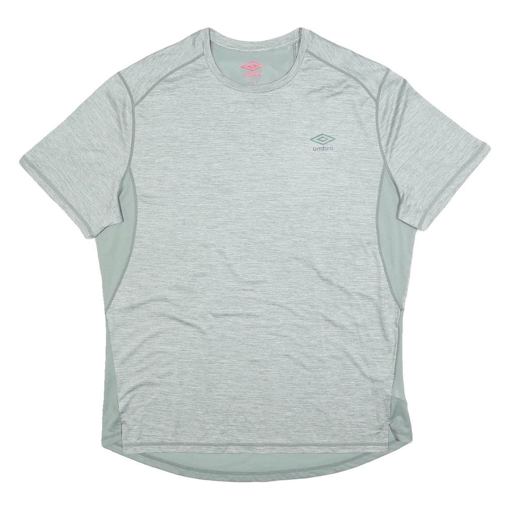 UMBRO Mens Grey Light Blue Sports T-Shirt XL Short Sleeve Crew Neck Performance