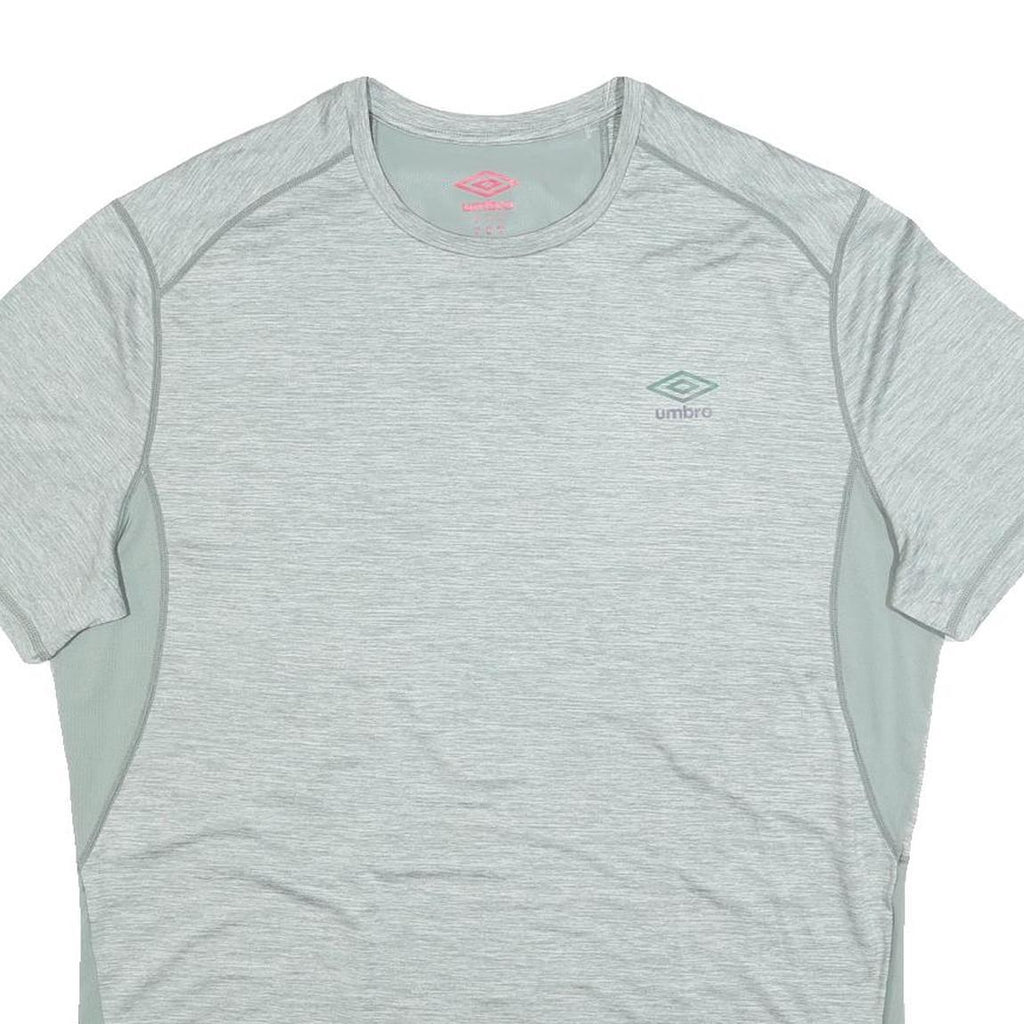 UMBRO Mens Grey Light Blue Sports T-Shirt XL Short Sleeve Crew Neck Performance