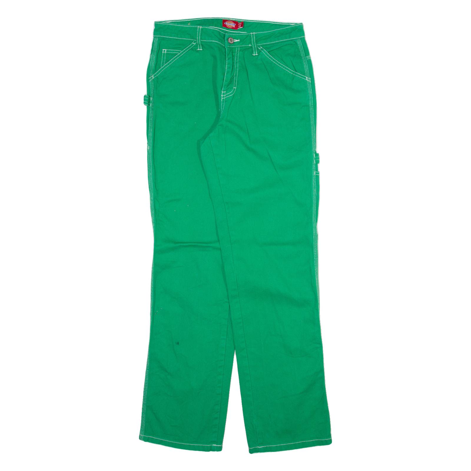 DICKIES Carpenter Womens Trousers Green Regular Straight W26 L31