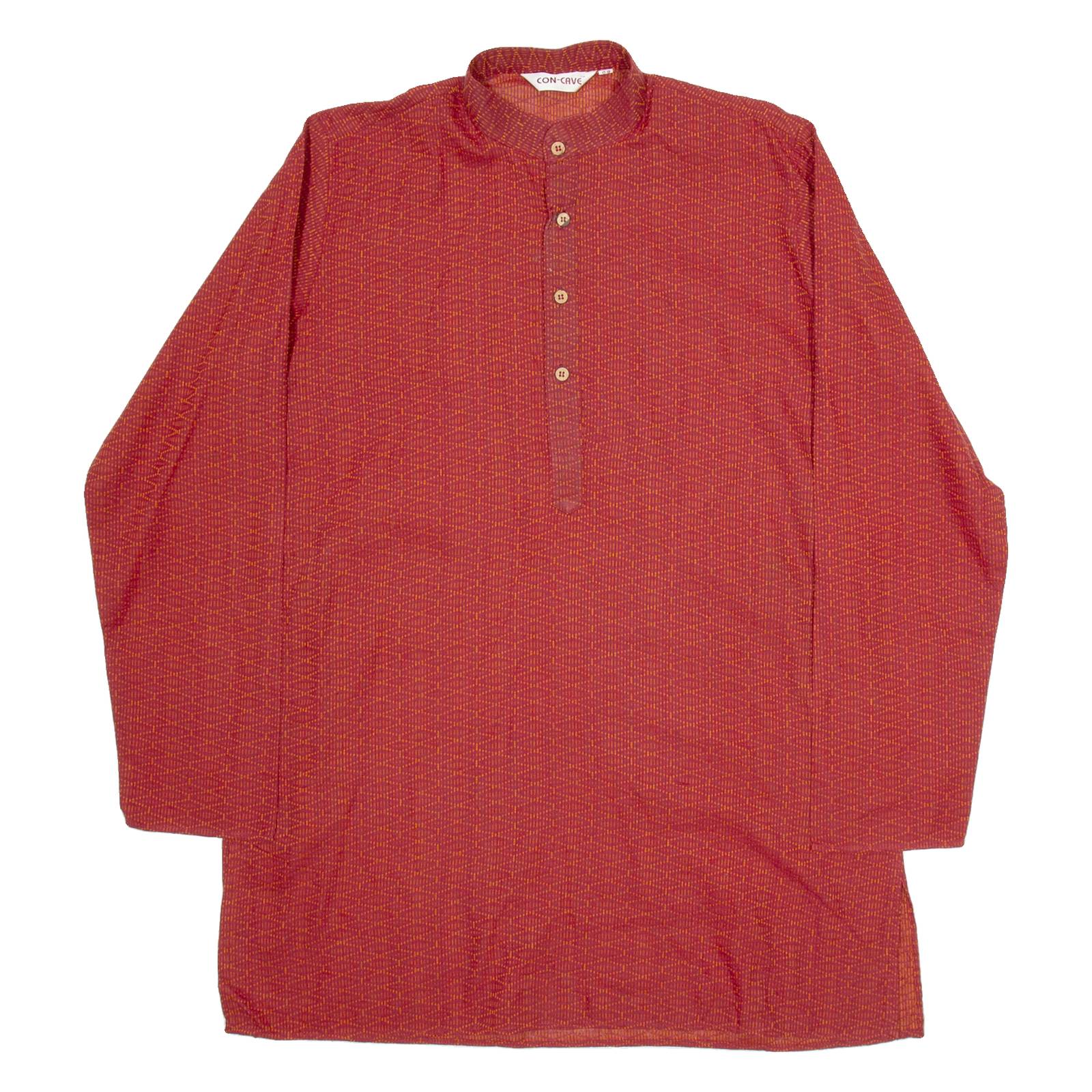 CONCAVE Mens Shirt Red Geometric Long Sleeve L