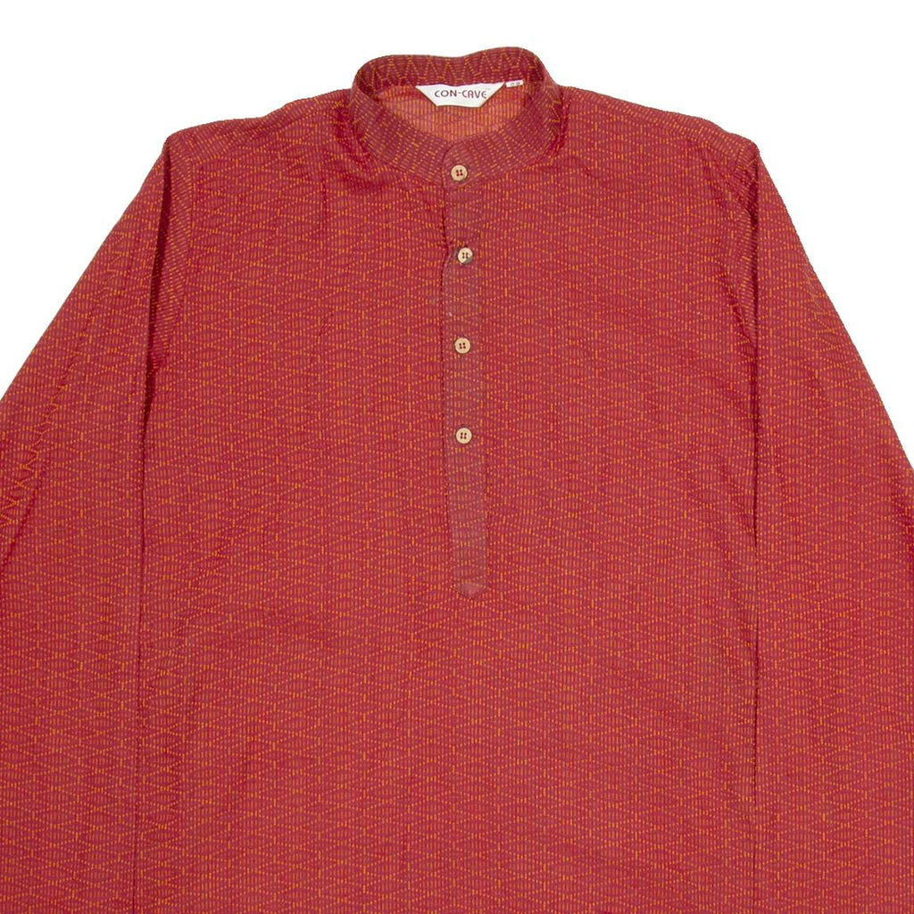 CONCAVE Mens Shirt Red Geometric Long Sleeve L