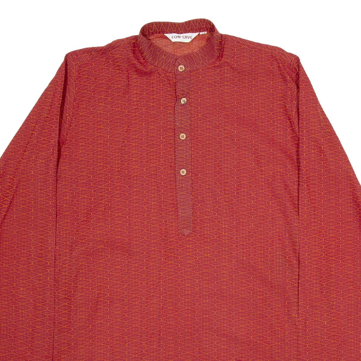 CONCAVE Mens Shirt Red Geometric Long Sleeve L