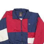 JC PENNY Mens Navy & Red Colourblock Zip Jacket L Polyester Blend Plain Casual