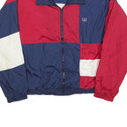 JC PENNY Mens Navy & Red Colourblock Zip Jacket L Polyester Blend Plain Casual