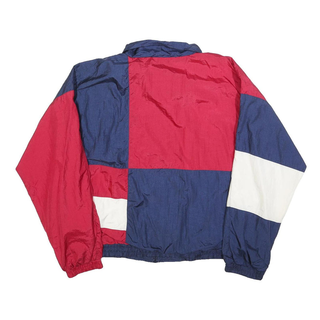 JC PENNY Mens Navy & Red Colourblock Zip Jacket L Polyester Blend Plain Casual