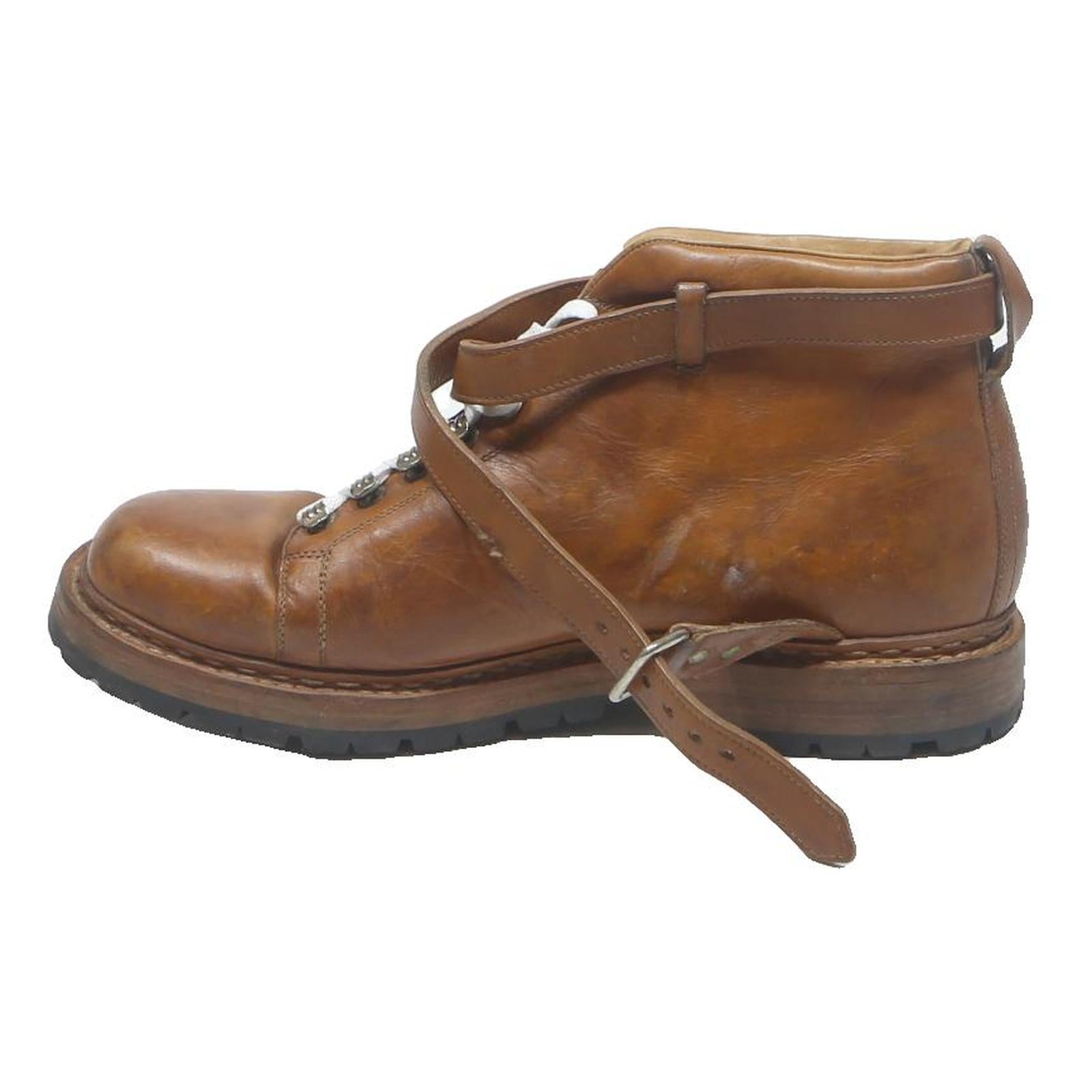 VIBRAM Mens Lace-Up Leather Ankle Boots Brown UK 8.5 Classic Durable Footwear