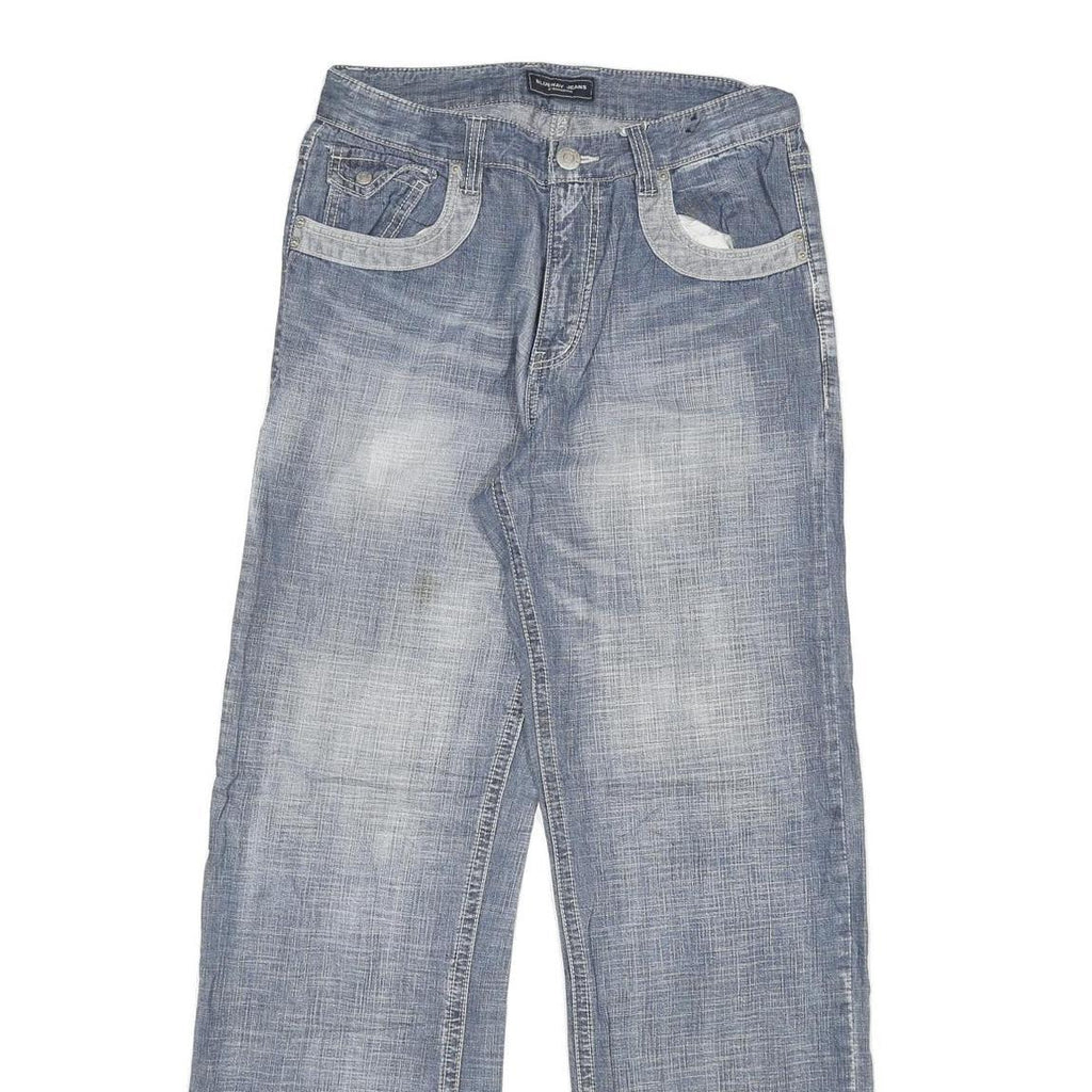 BLUEWAY Womens Jeans Blue Regular Straight Denim Light W28 L31 Casual Zip Pocket