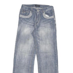 BLUEWAY Womens Jeans Blue Regular Straight Denim Light W28 L31 Casual Zip Pocket