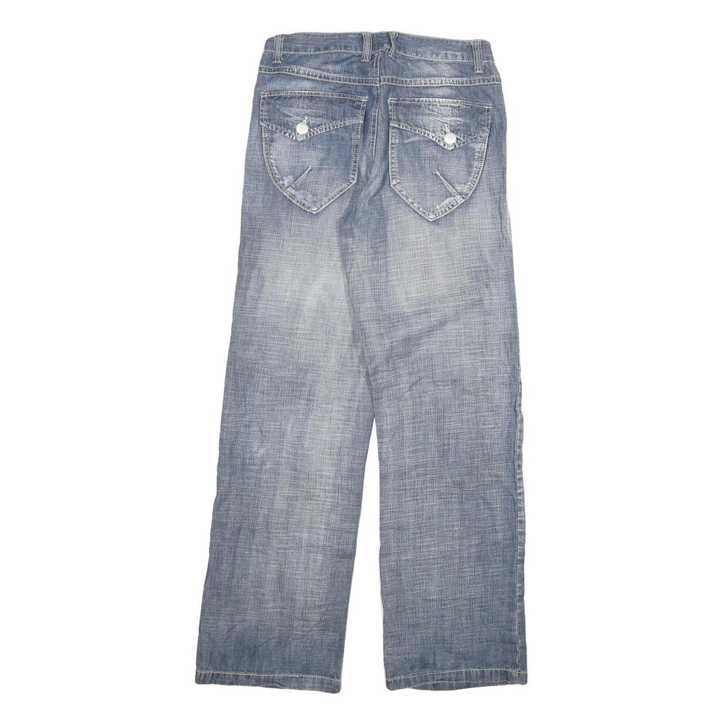 BLUEWAY Womens Jeans Blue Regular Straight Denim Light W28 L31 Casual Zip Pocket