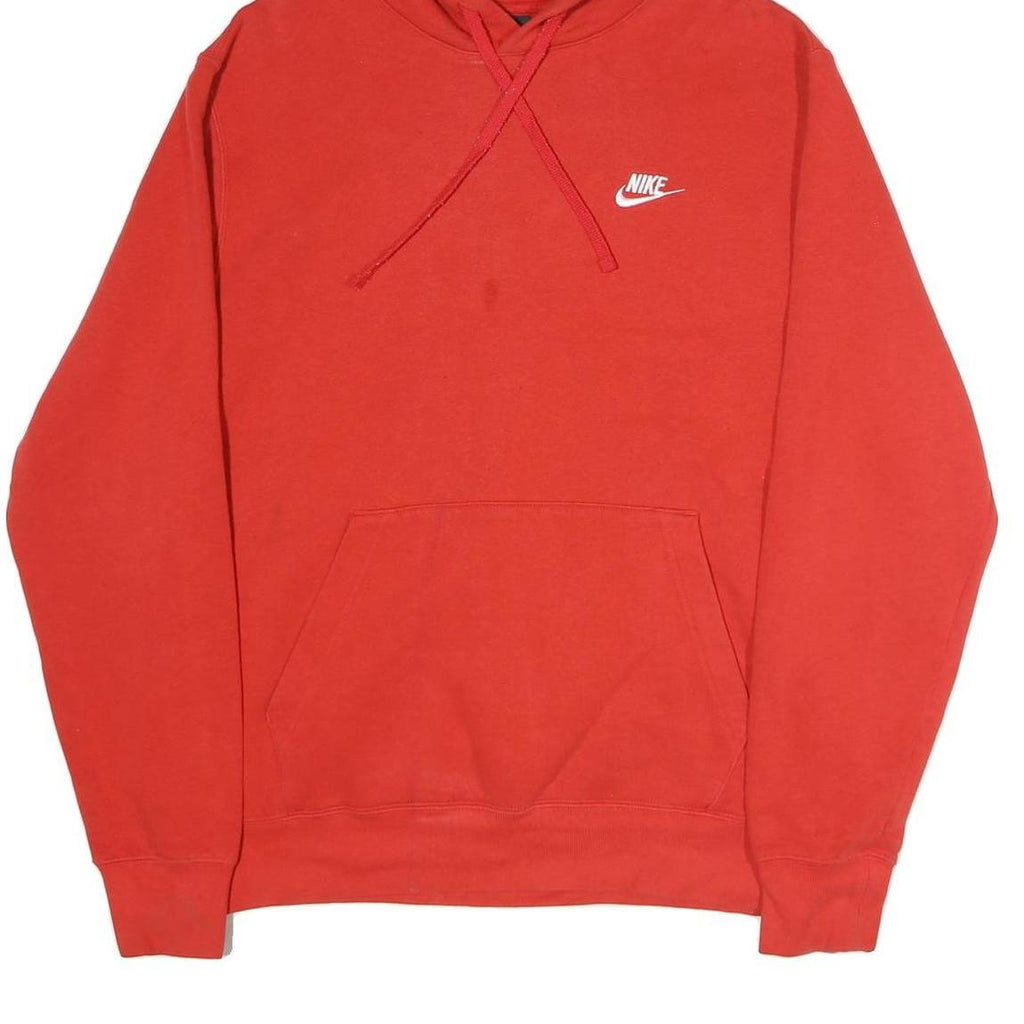 NIKE Mens Red Pullover Hoodie L Cotton Casual Sportswear
