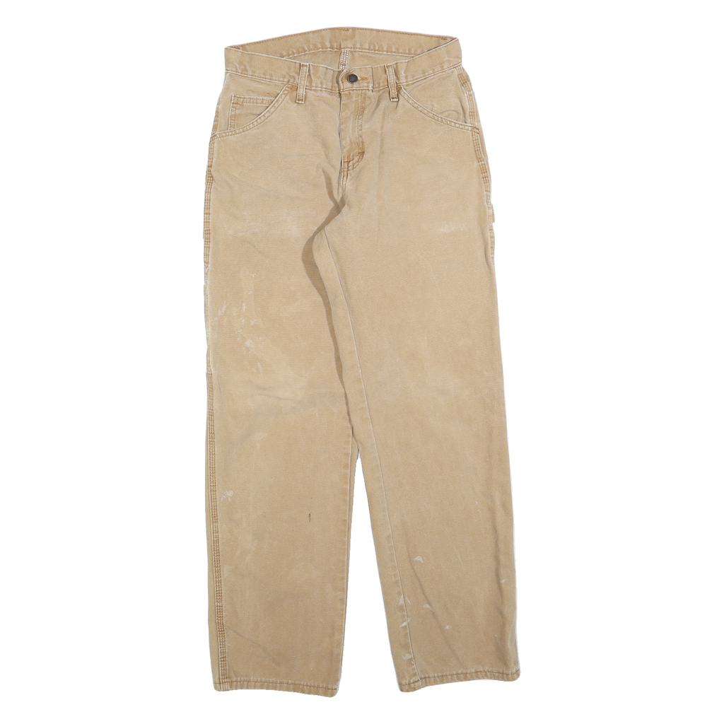 DICKIES Mens Jeans Beige Regular Straight Denim Light W30 L32 Workwear Zip