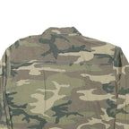 Womens Green & Beige Camouflage Military Jacket L Cotton Blend Woven Button