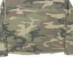 Womens Green & Beige Camouflage Military Jacket L Cotton Blend Woven Button