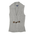 CHAPS Womens Grey Patterned Shawl Collar Cable Knit M Sleeveless Cotton Blend
