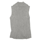 CHAPS Womens Grey Patterned Shawl Collar Cable Knit M Sleeveless Cotton Blend