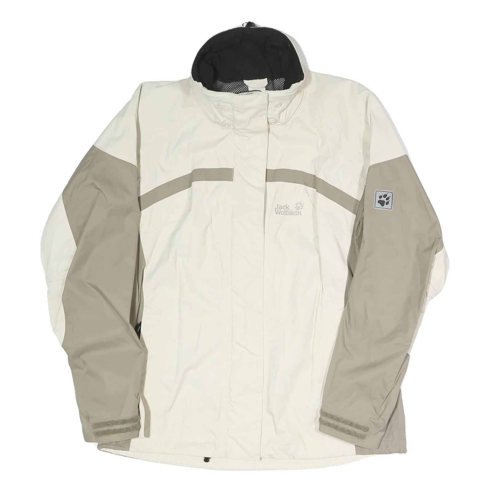 JACK WOLFSKIN Womens Cream & Beige Outdoor Jacket UK 12 Polyester Blend Zip