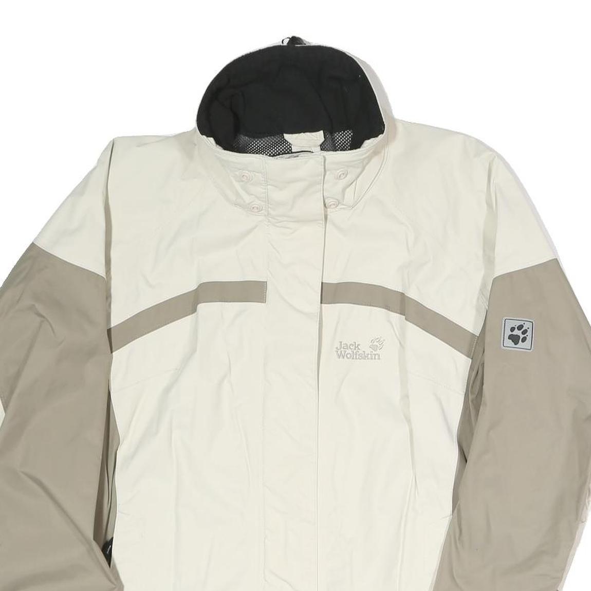 JACK WOLFSKIN Womens Cream & Beige Outdoor Jacket UK 12 Polyester Blend Zip
