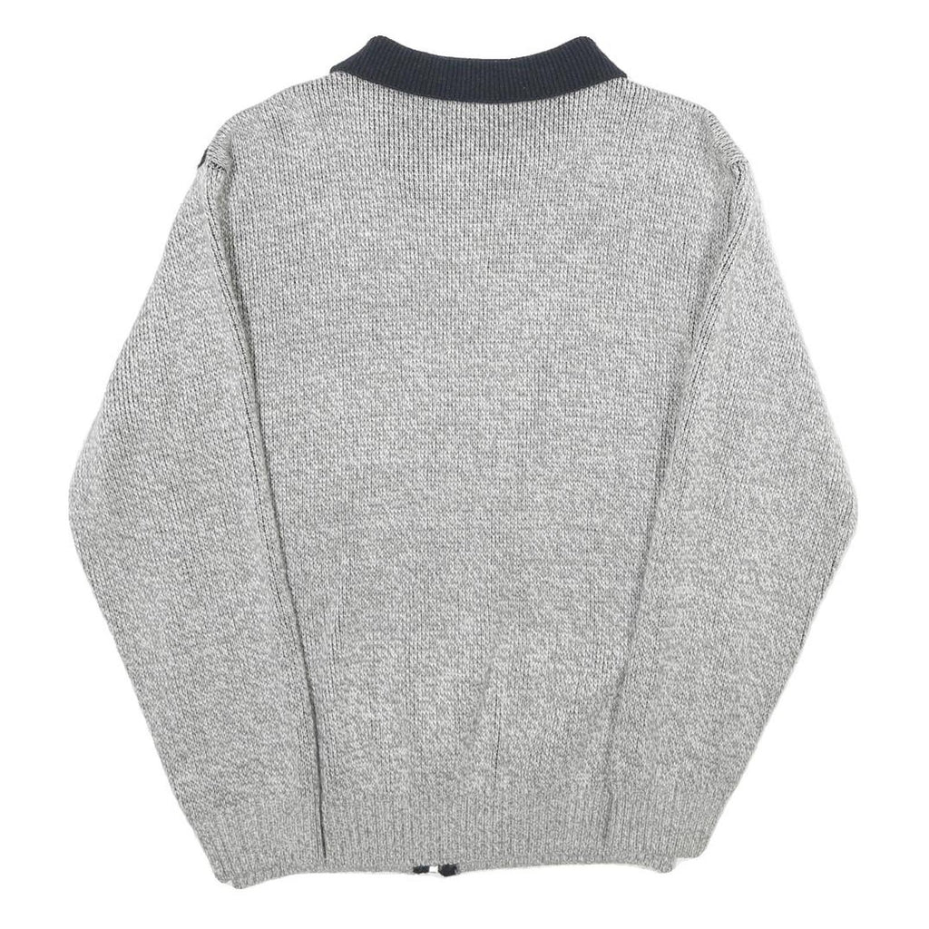 ROGER KENT Mens Grey Patterned Zip Jumper M Acrylic Warm Casual