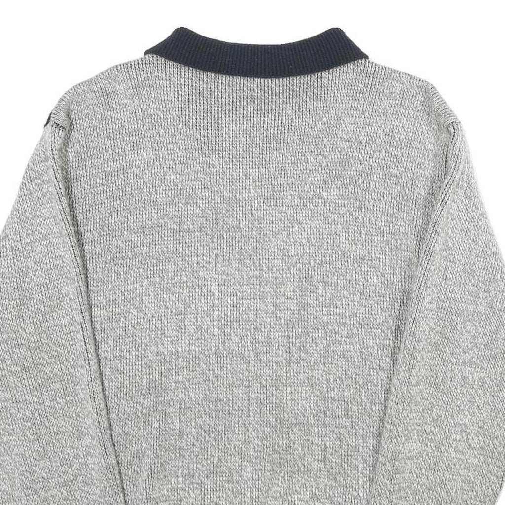 ROGER KENT Mens Grey Patterned Zip Jumper M Acrylic Warm Casual